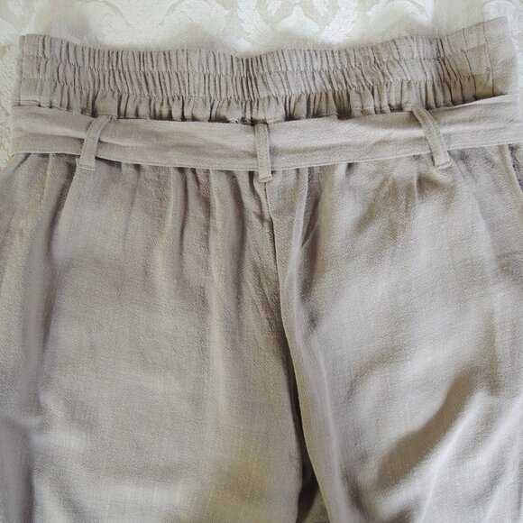 Du Jour Tan Linen Blend Wrap Overlay Crop Pants M - Picture 8 of 10